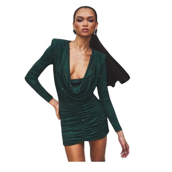 NWT Retrofete Embellished Alpine Mini Dress in Green Pine Size Small - Picture 4 of 13